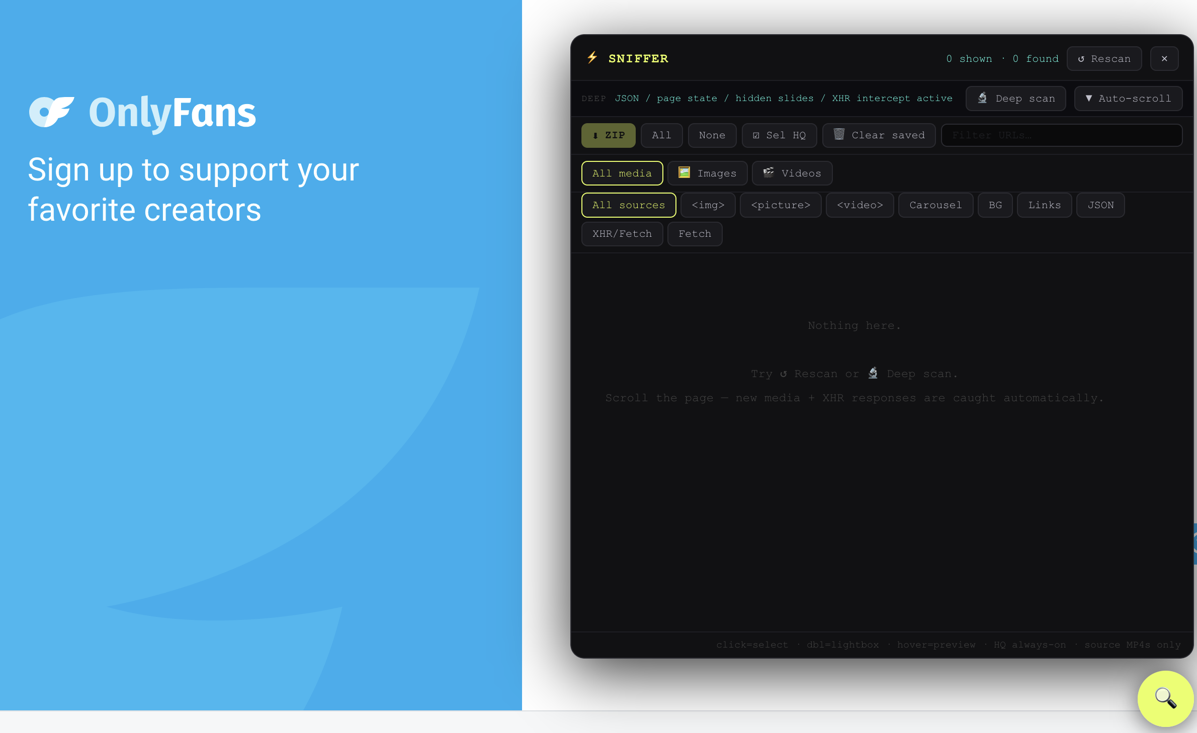 BRITISH HEAVEN's ONLYFANS CONTENT SNIFFER AND SCRAPER (USERSCRIPT)